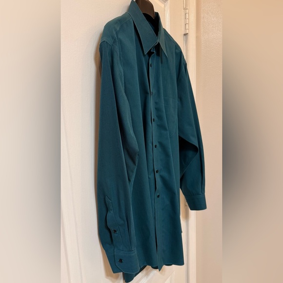 Paul Fredrick Men's Teal Long Sleeve Shirt Classic fit Non - Iron 16 1/2 + 33 - Picture 7 of 9